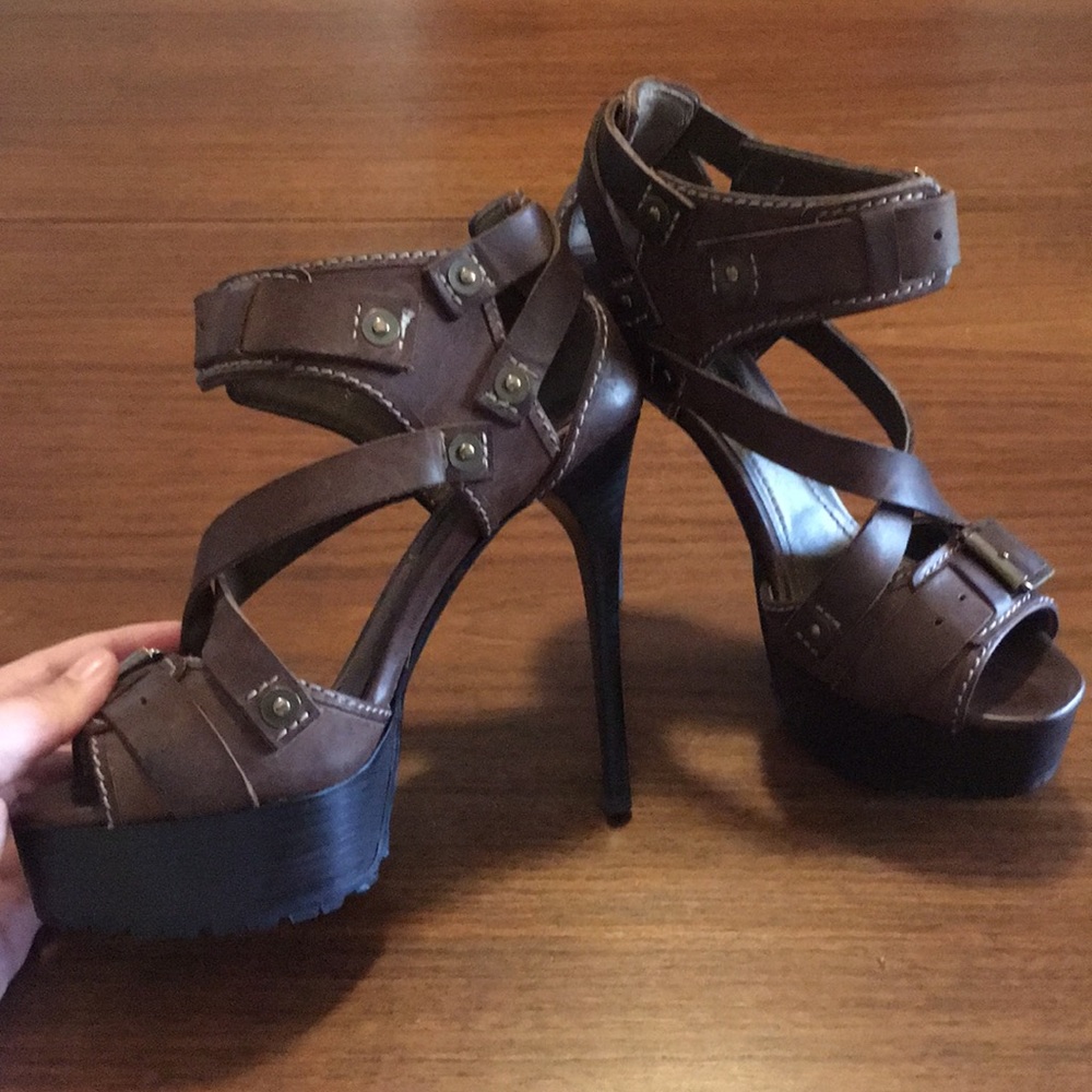 Burberry gladiator leather platform heels  BROWN - Picture 6 of 7